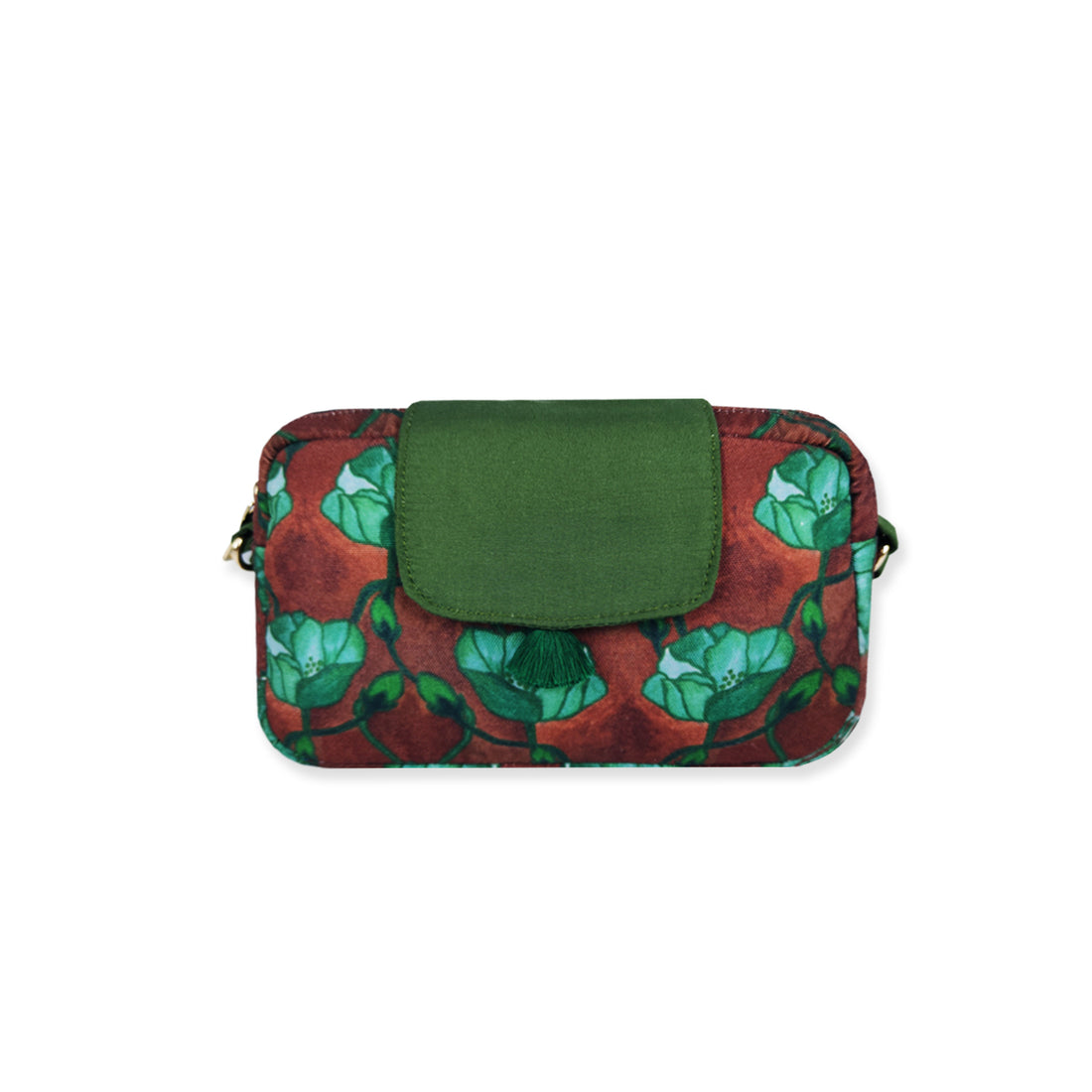 Rectangle Sling Bag- Green Flowers