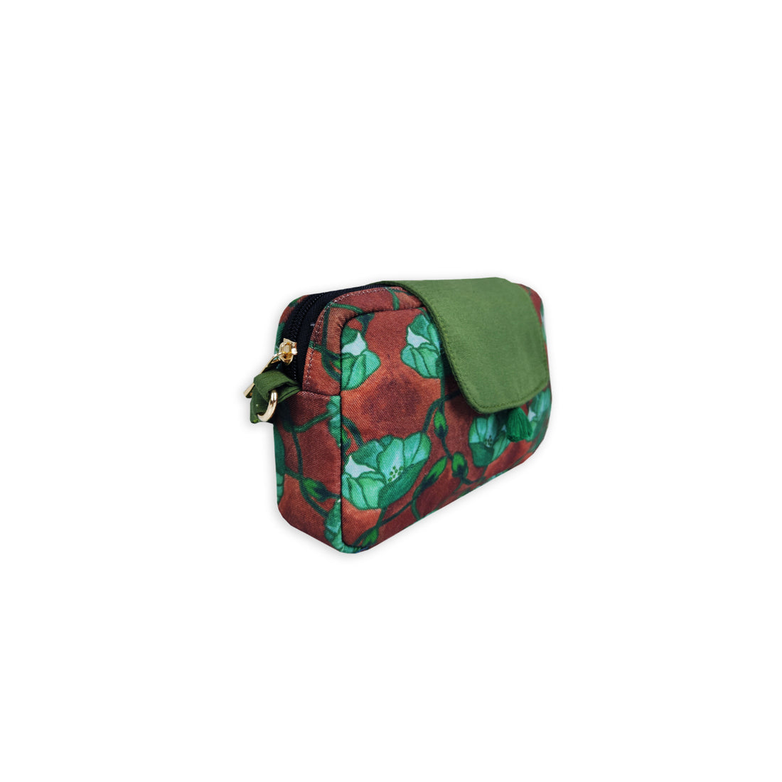 Rectangle Sling Bag- Green Flowers