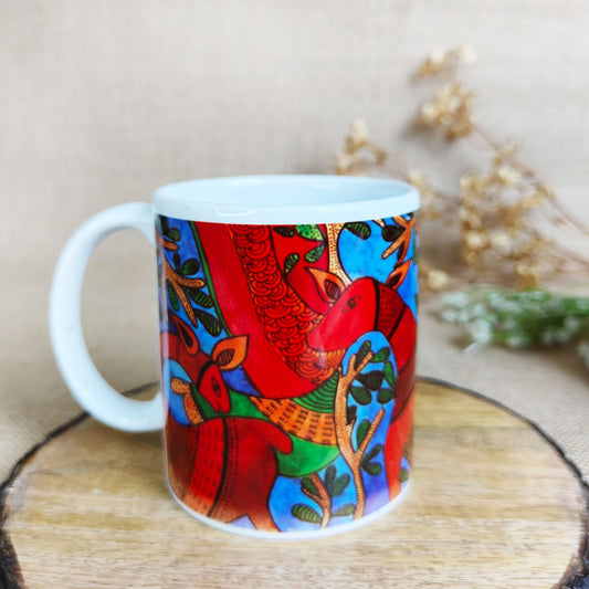 Red Deer Gond Art Coffee Mug