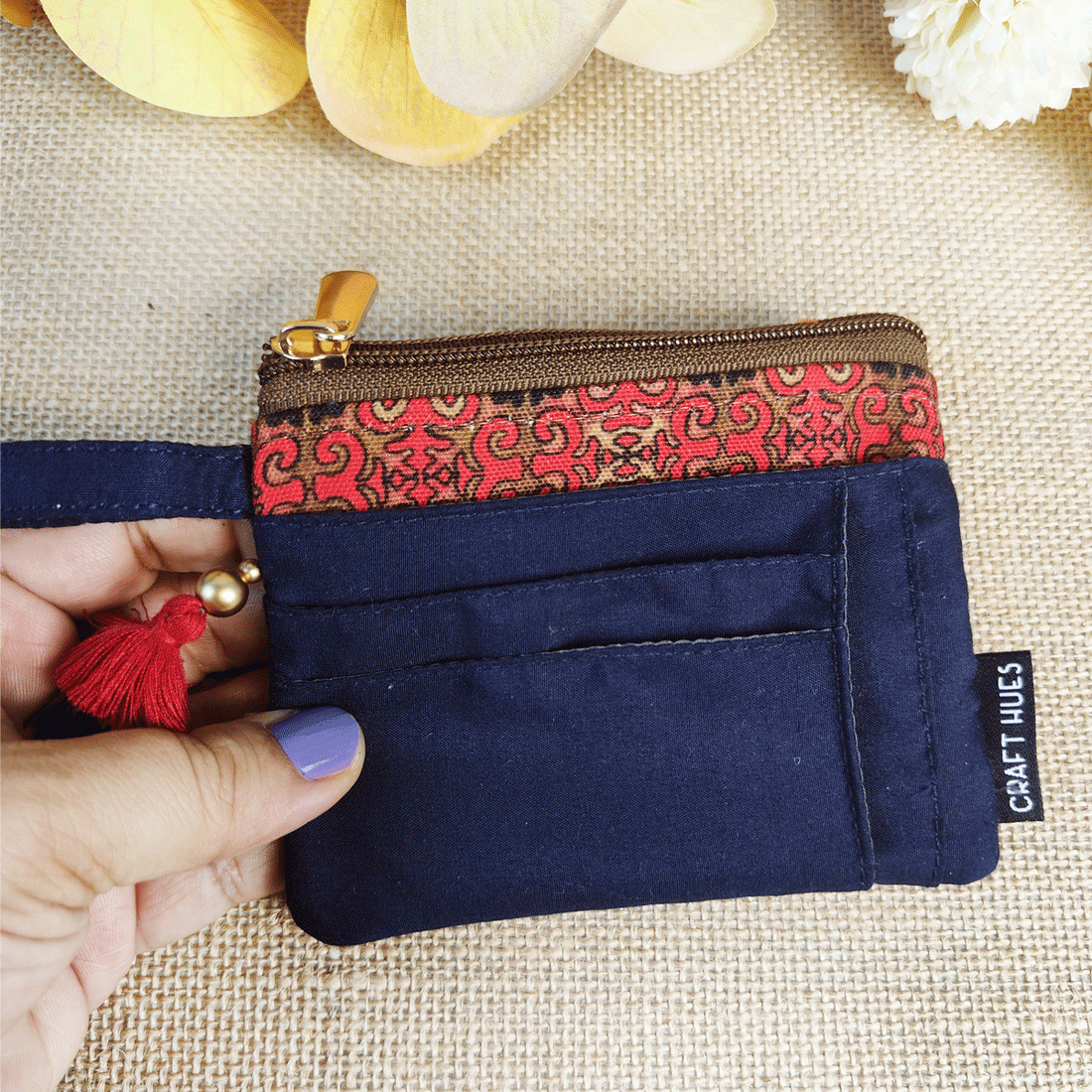 Mini Wallet front card Combo- Navy & Rust