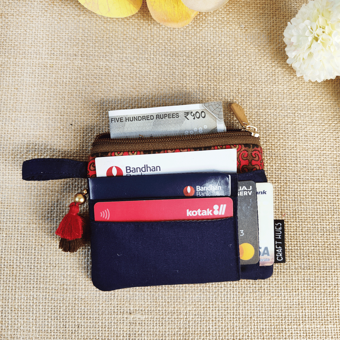 Mini Wallet front card Combo- Navy & Sky Blue