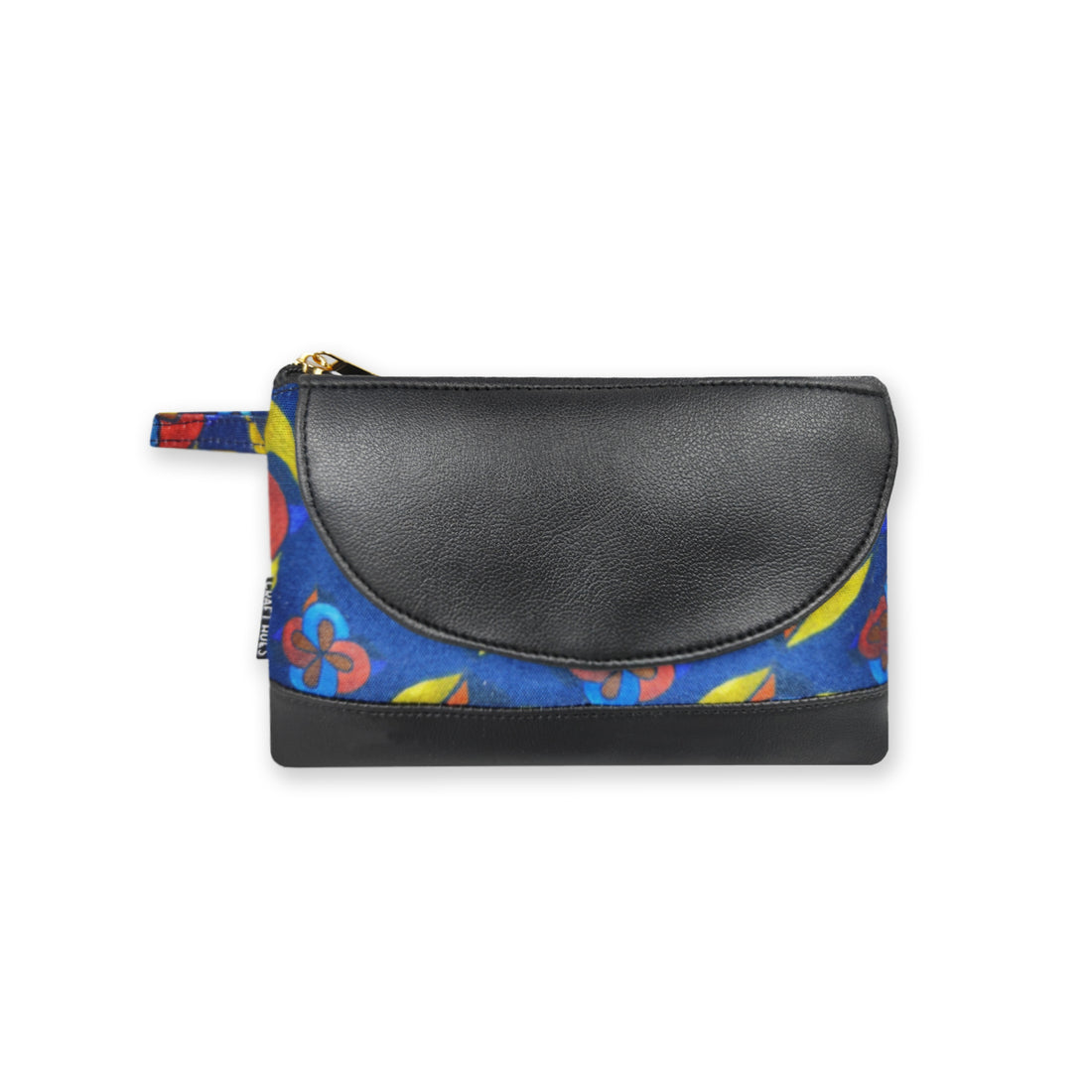 Leather Flap Wallet-Red Blue Flower