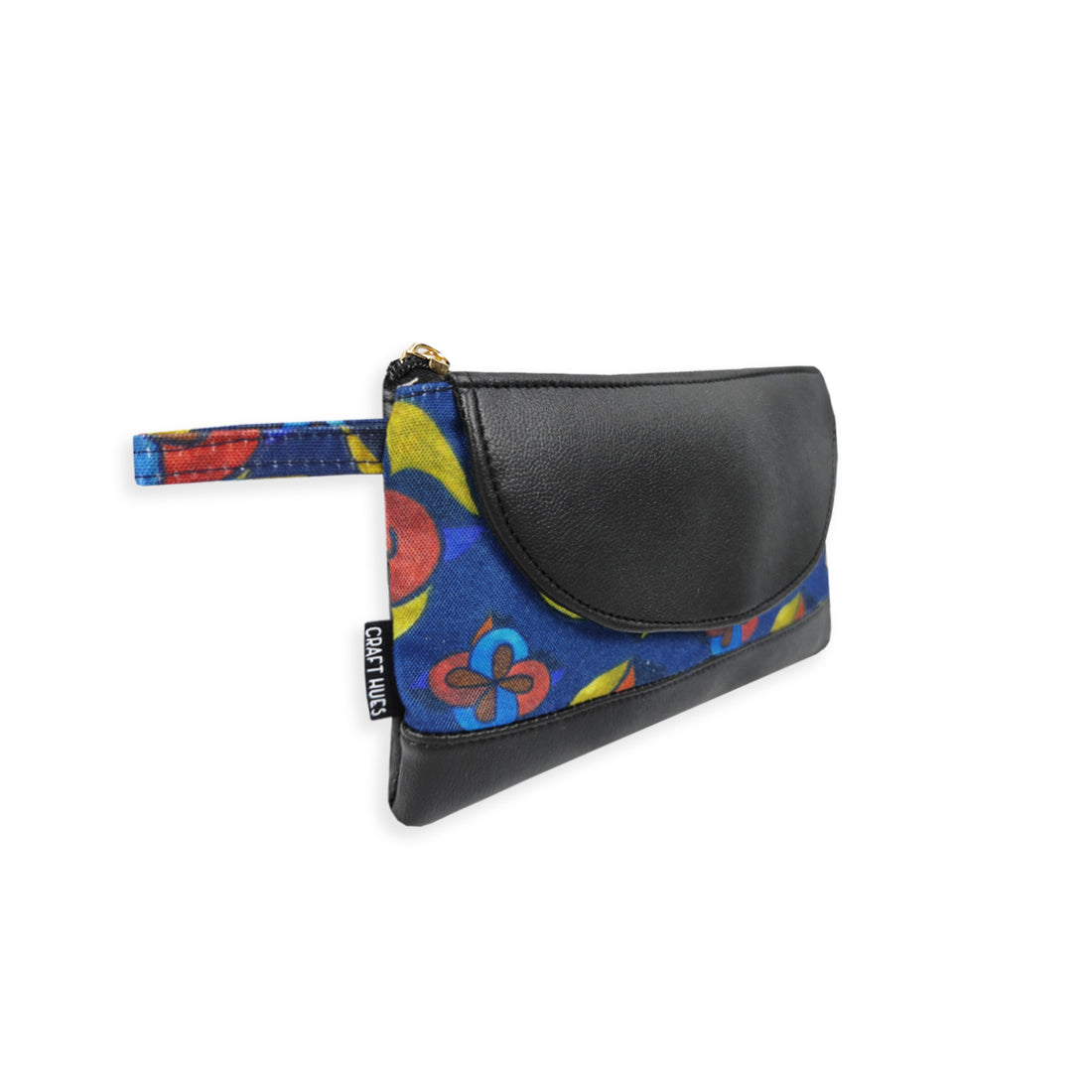 Leather Flap Wallet-Red Blue Flower