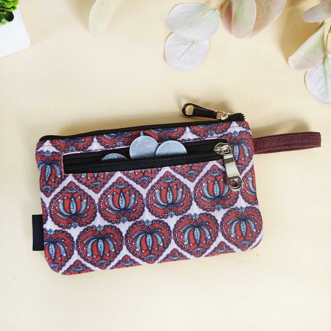 Long Mini Wallet - Red Lotus