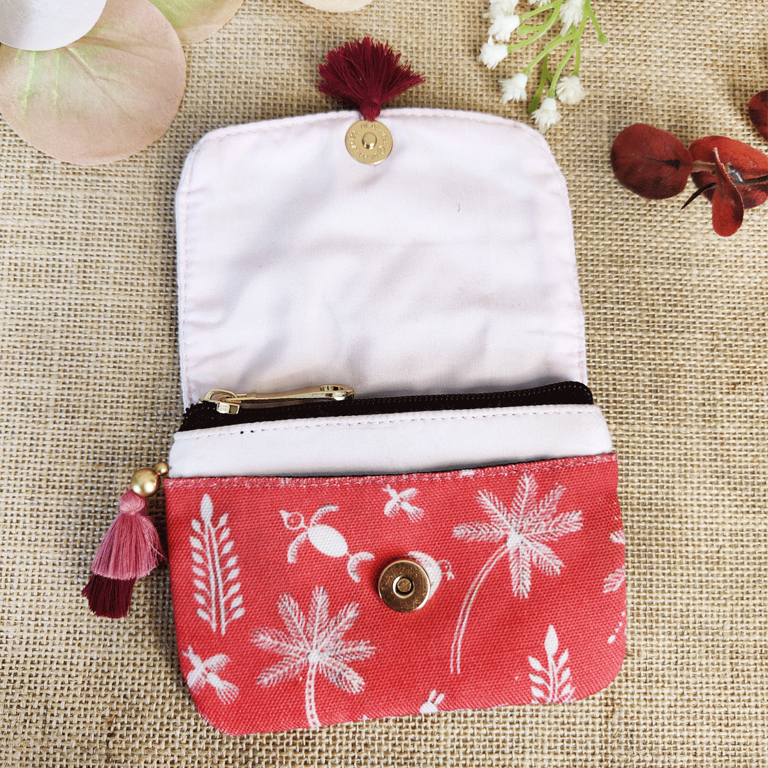 Red Warli Mini Wallet