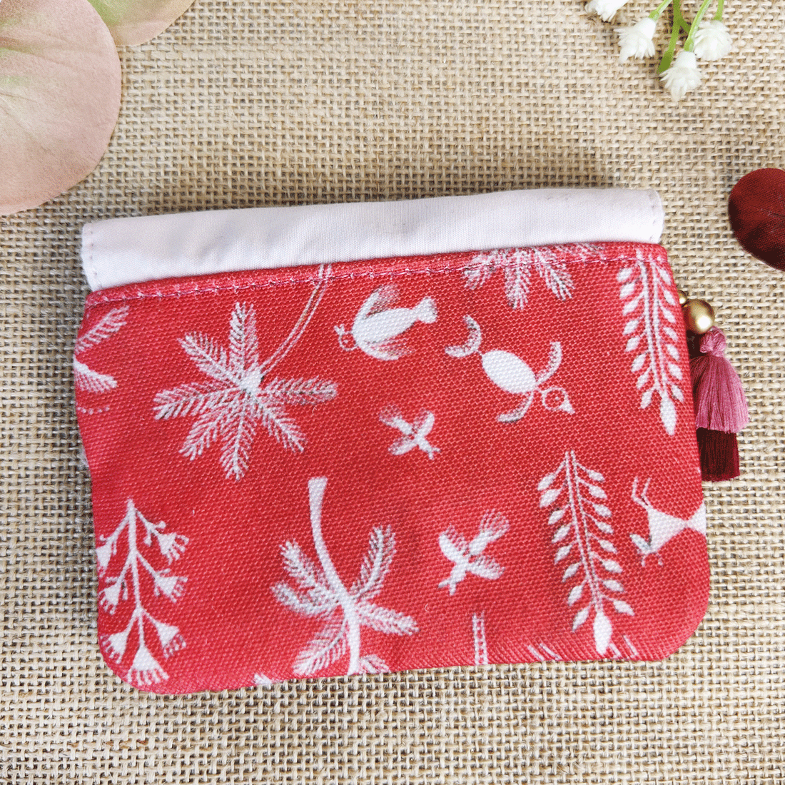 Red Warli Mini Wallet