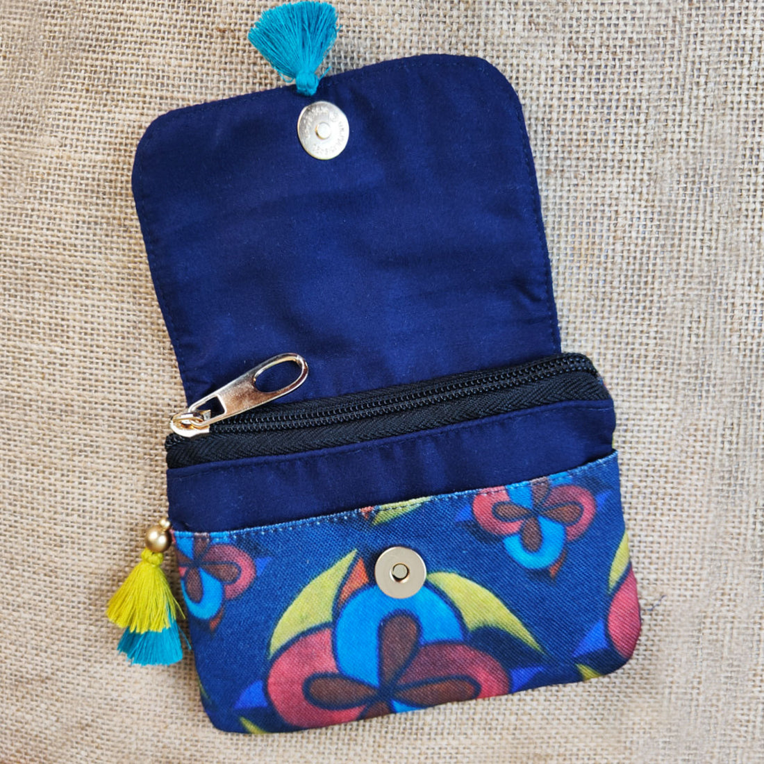 Blue flower Sling/mini wallet Combo