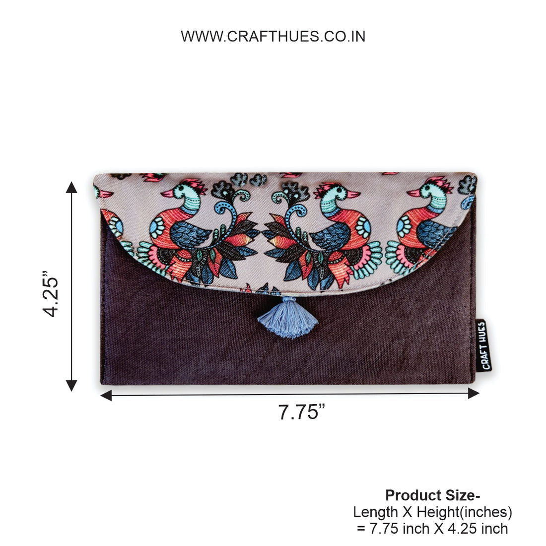 5 Pocket Long Wallet-Gond Grey Bird