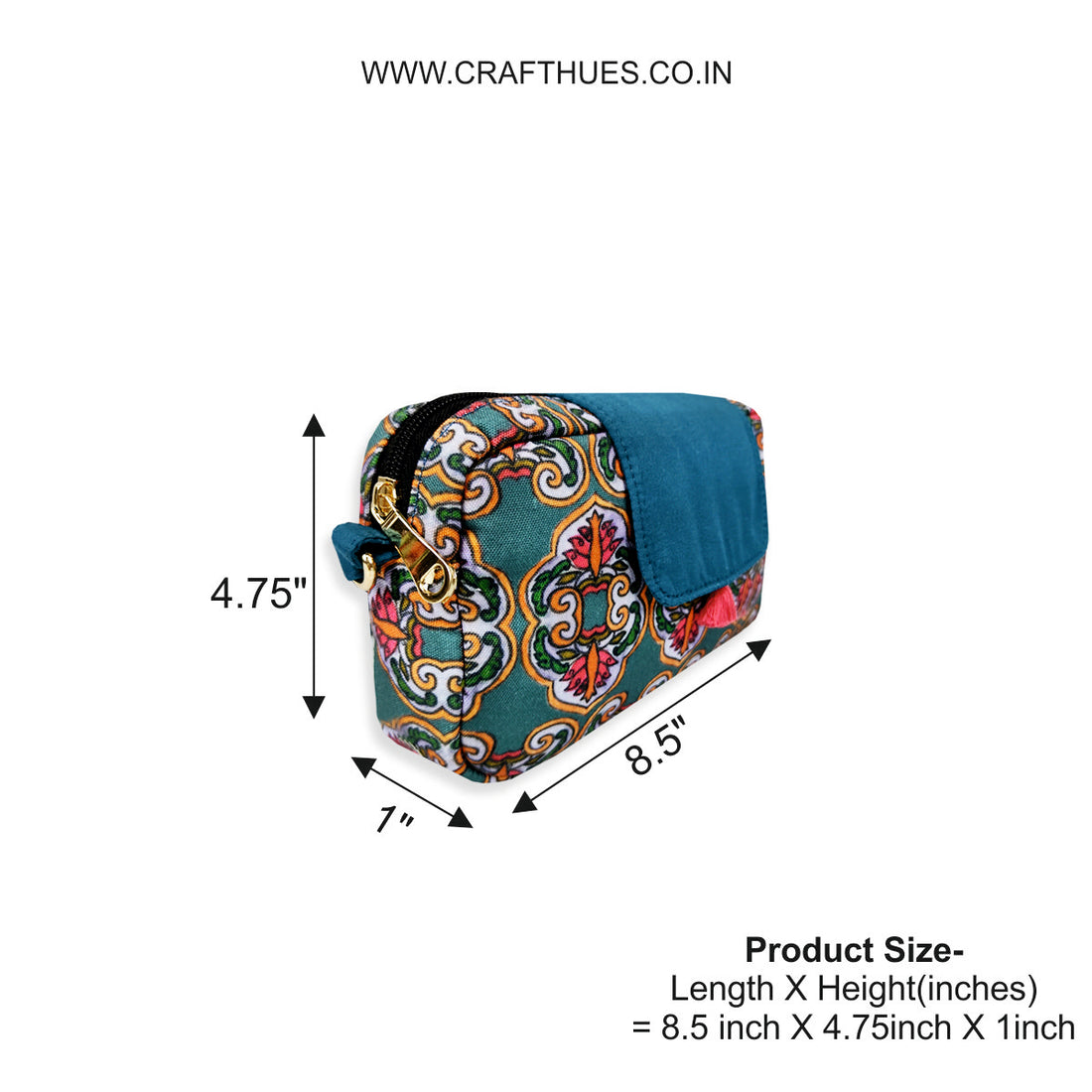 Rectangle Sling Bag- Blue Jharokha