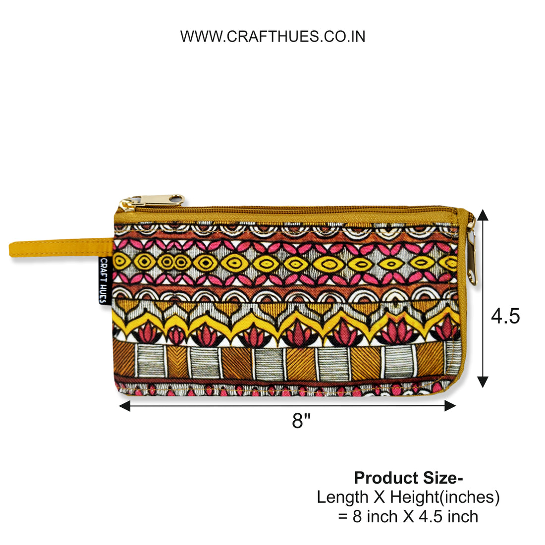 Dual-Zip Yellow Madhubani border