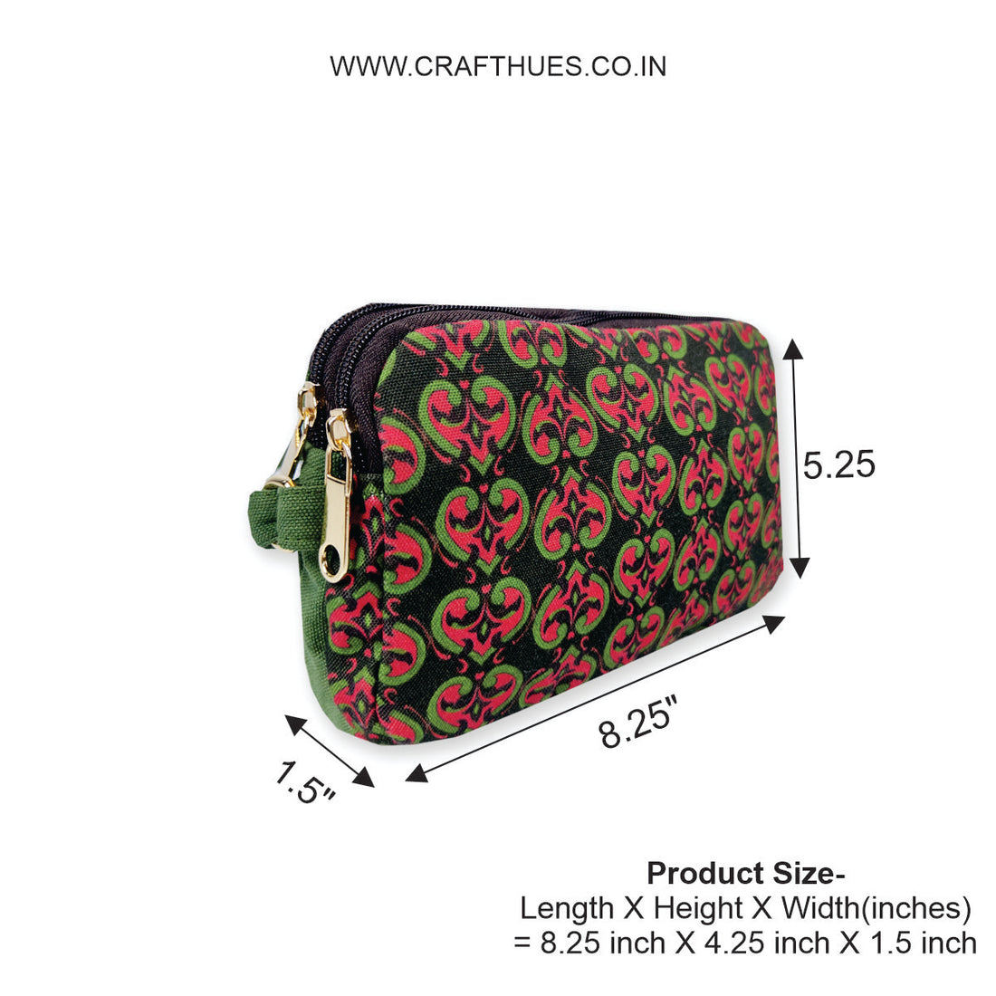 Dual Compartment Sling Bag- Green Knot