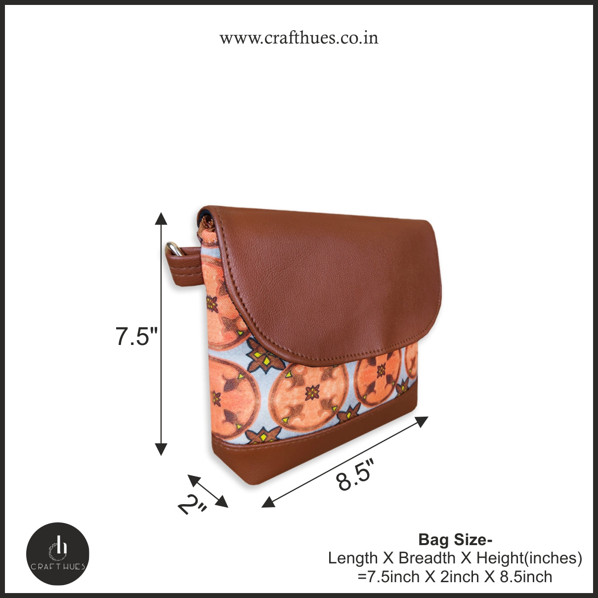 Orange Rangoli Flap Sling Bag