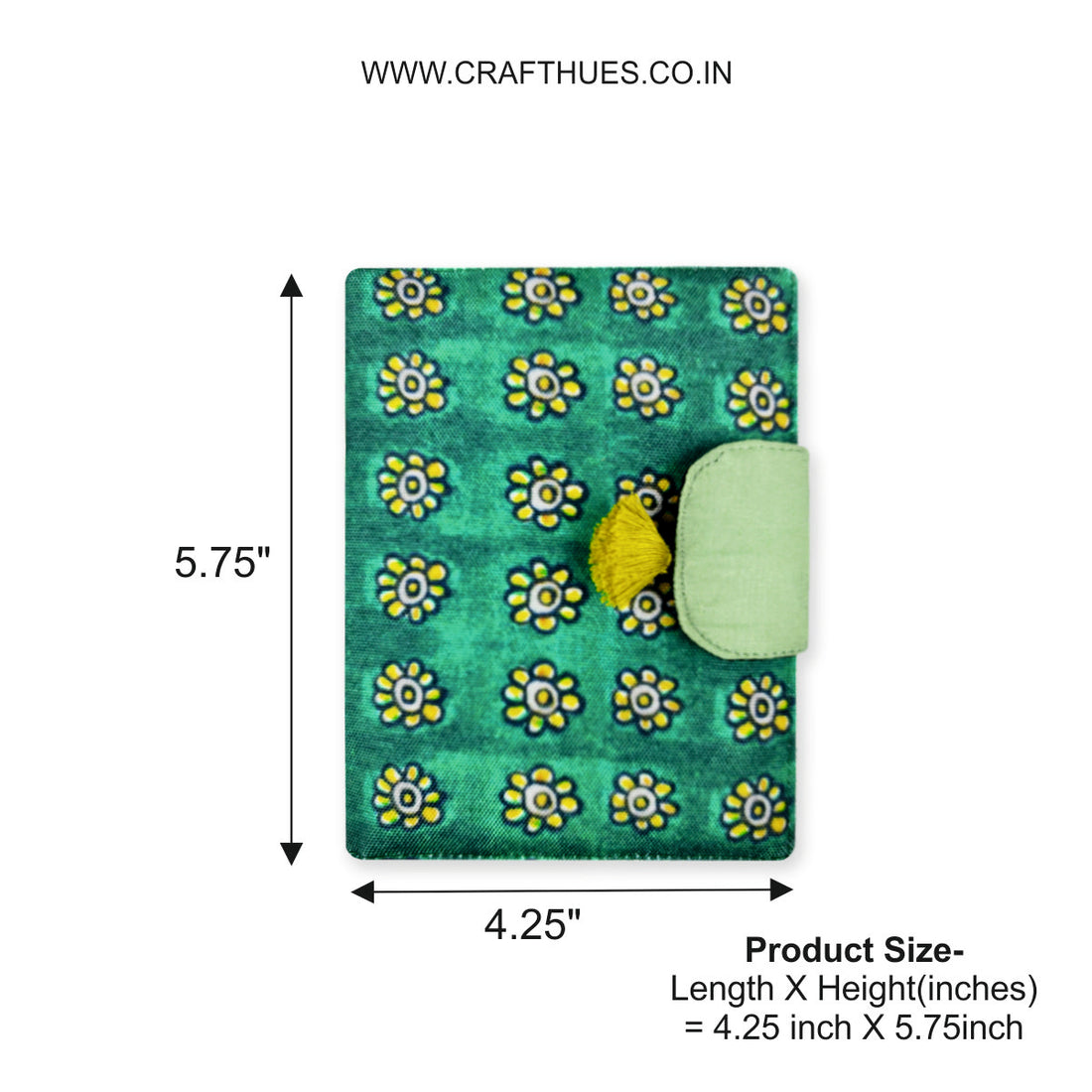 Passport Case- Green Yellow Flowers