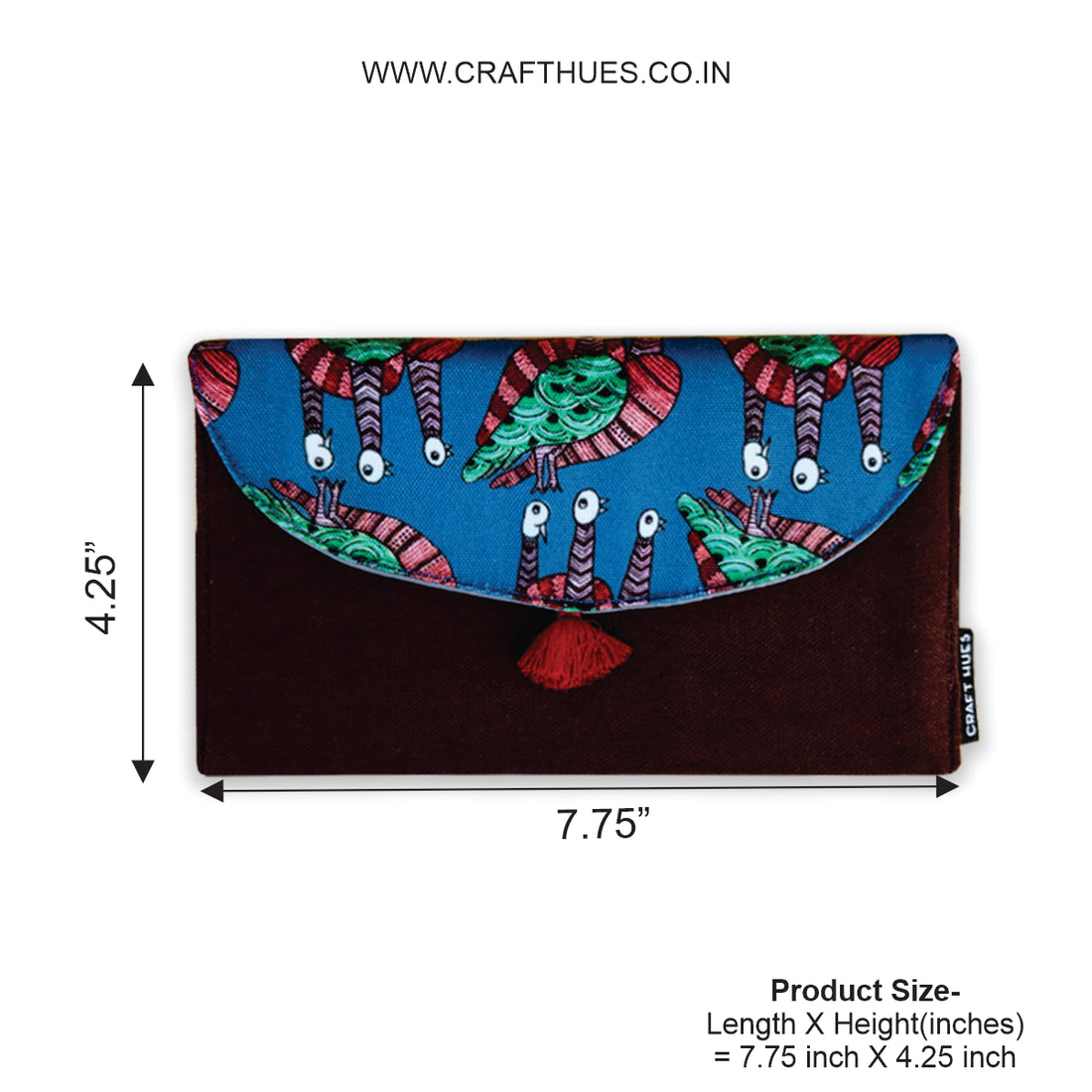 5 Pocket Long Wallet-Gond Blue Bird