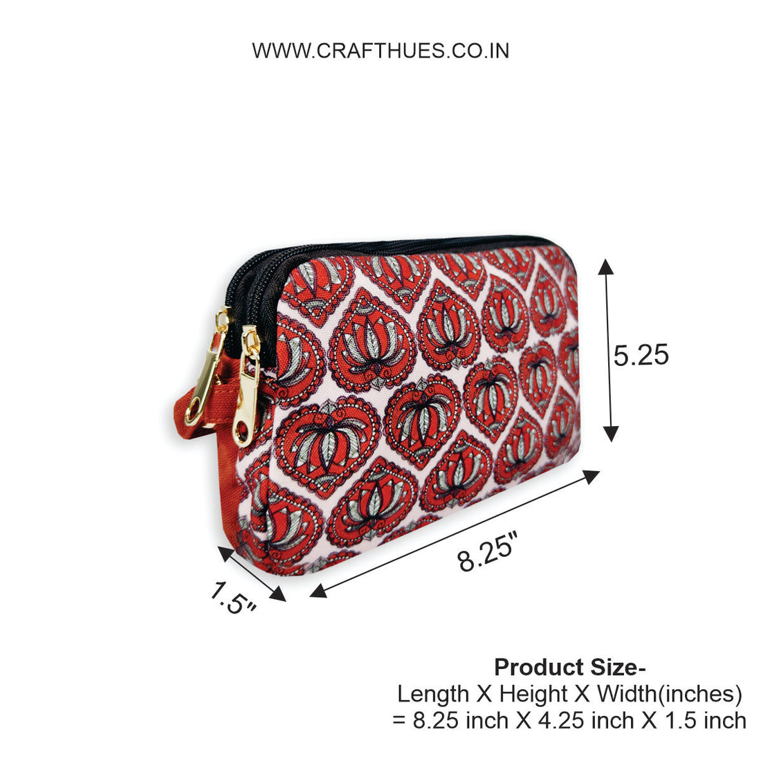 Dual Compartment Sling Bag- Lotus Madhubani