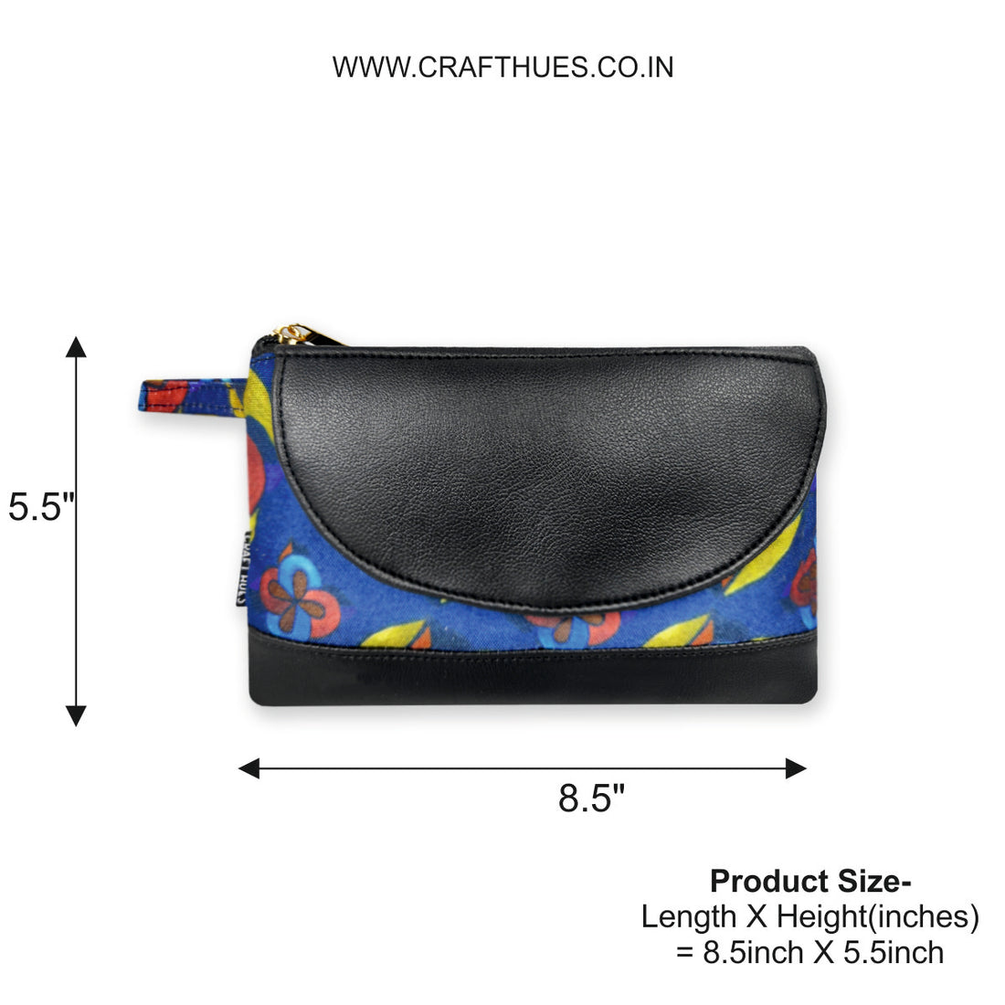 Leather Flap Wallet-Red Blue Flower