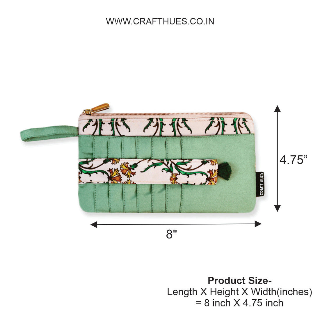 Long front card Wallet-Peach Green Persian Garden