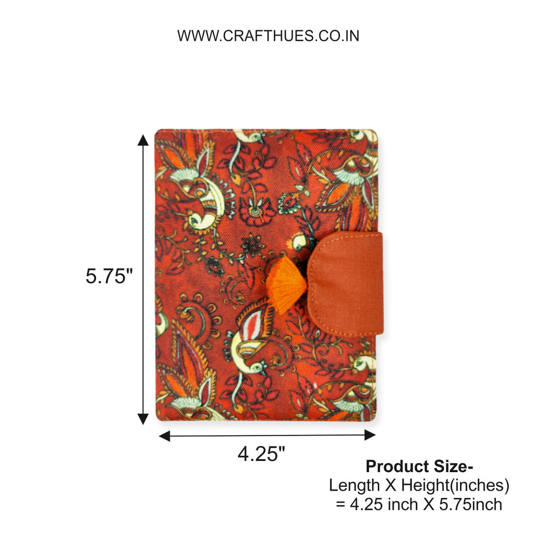 Passport Case- Orange Kalamkari Peacock