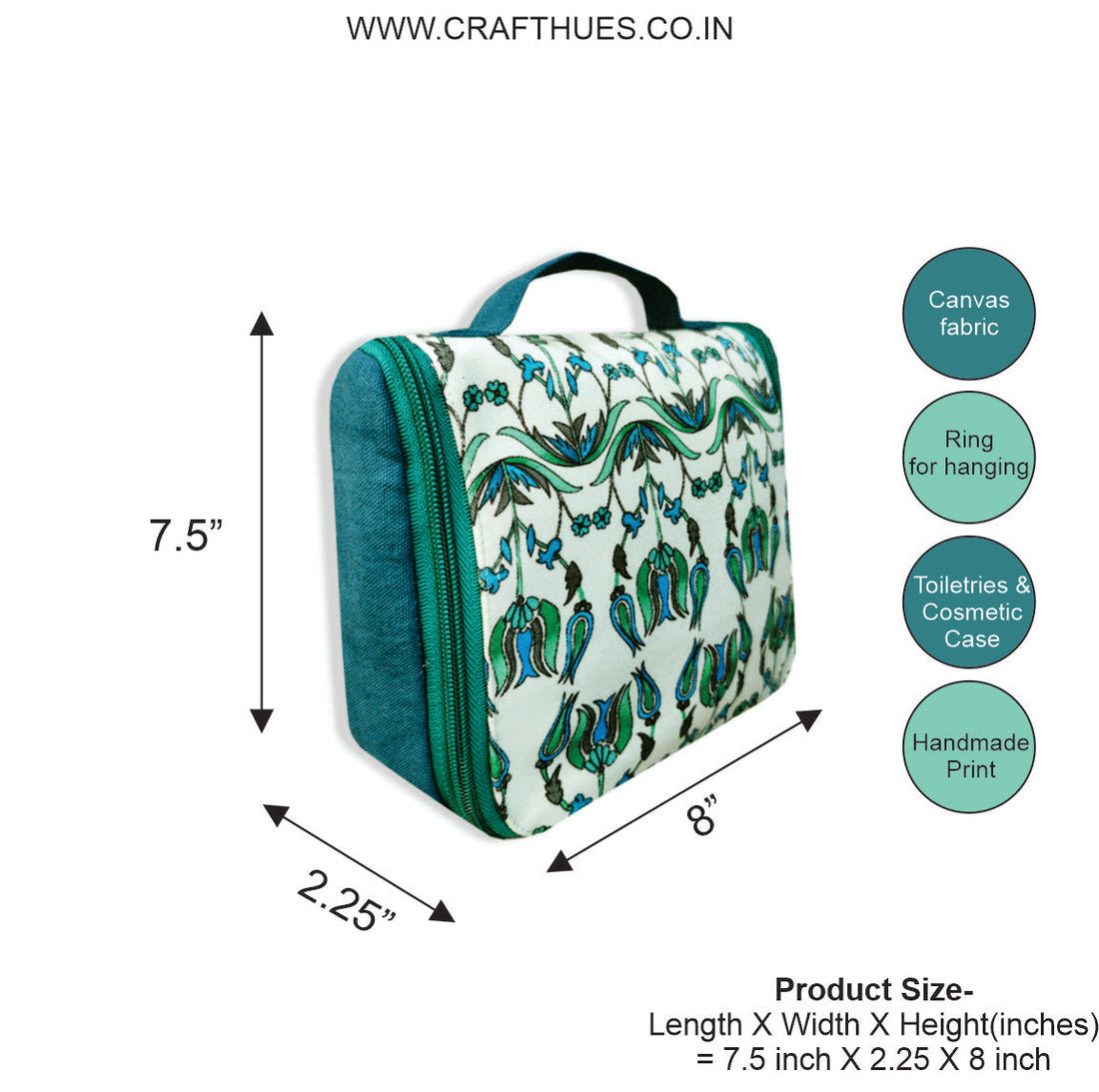 Toiletry Organizer - Sea Green Persian Floral