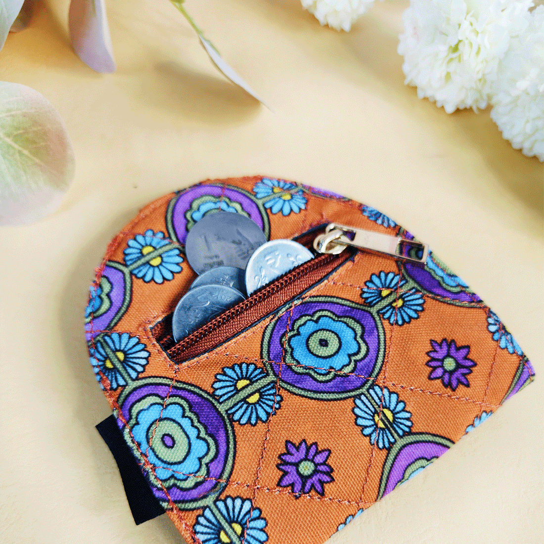 SEMI-OVAL 2-FLAP WALLET -ORANGE TILES