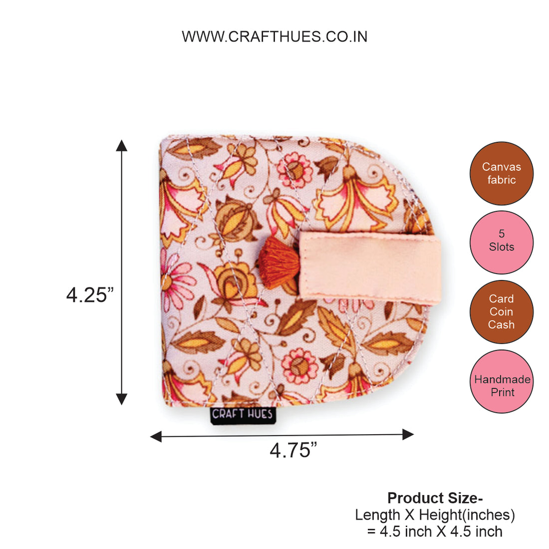 SEMI-OVAL 2-FLAP WALLET COMBO - PINK-PEACH TILE
