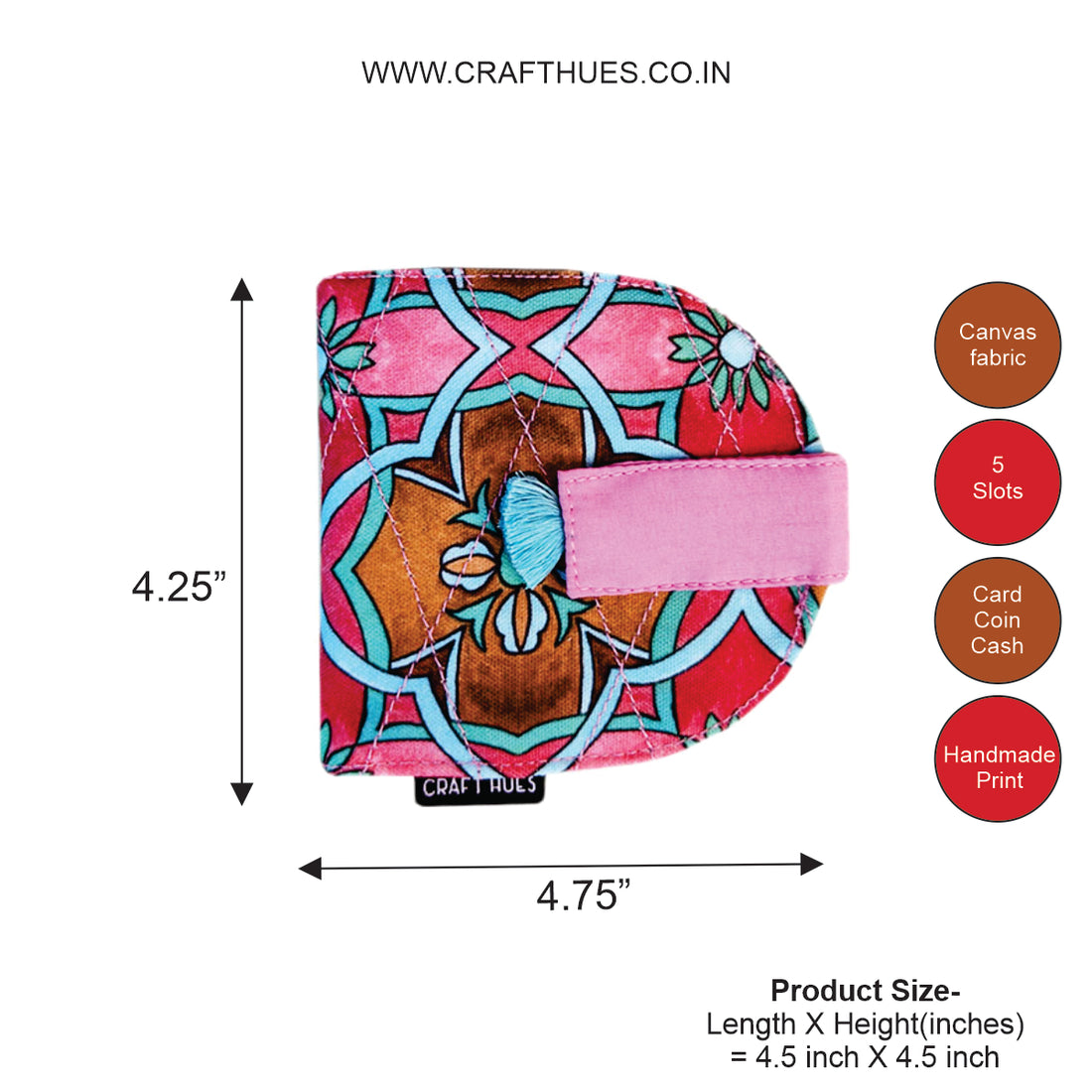 SEMI-OVAL 2-FLAP WALLET COMBO - PINK-PEACH TILE