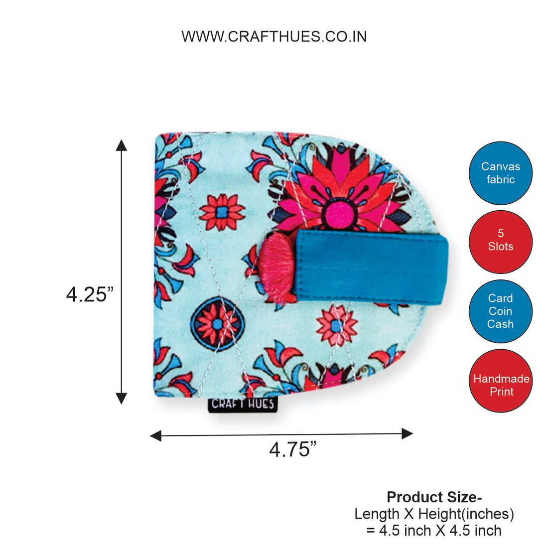 SEMI-OVAL 2-FLAP WALLET - RED-TEAL TILE