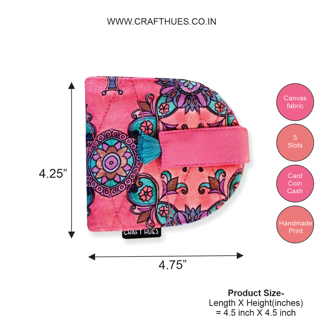 SEMI-OVAL 2-FLAP WALLET COMBO - TEAL-PEACH PURPLE TILE