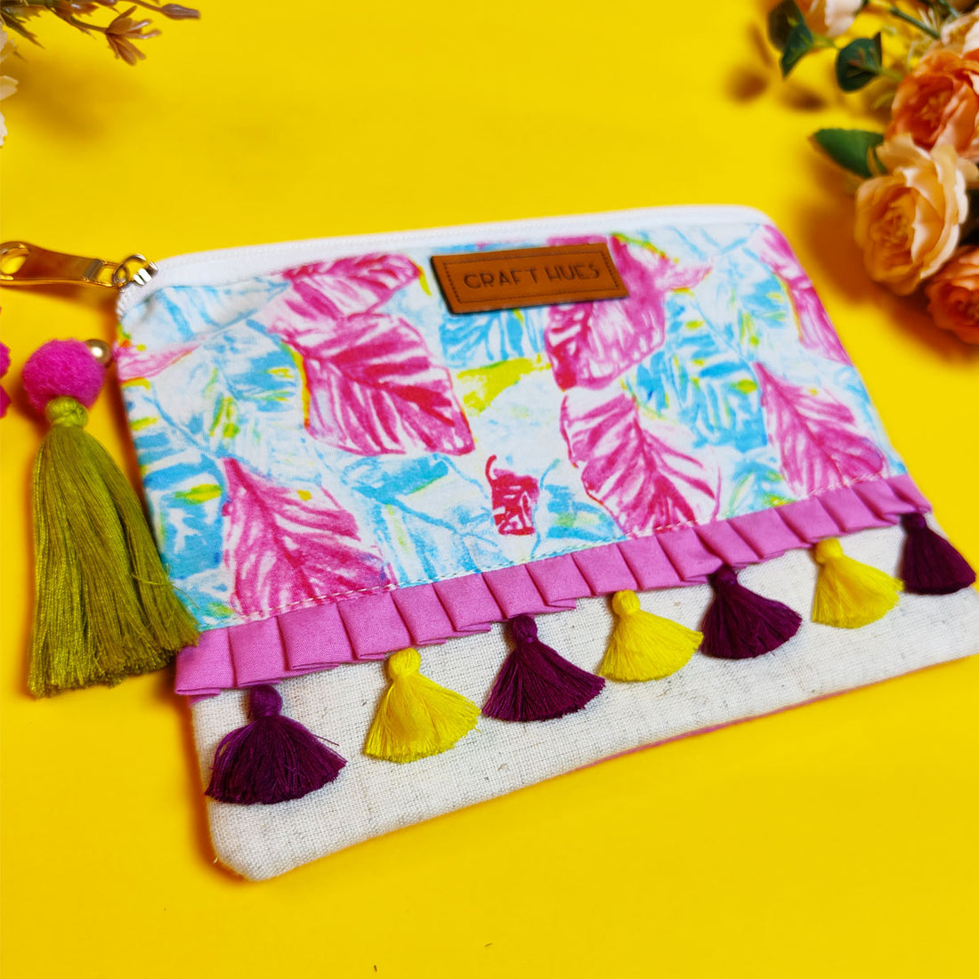 Summer Garden Ruffle Pouch Bag