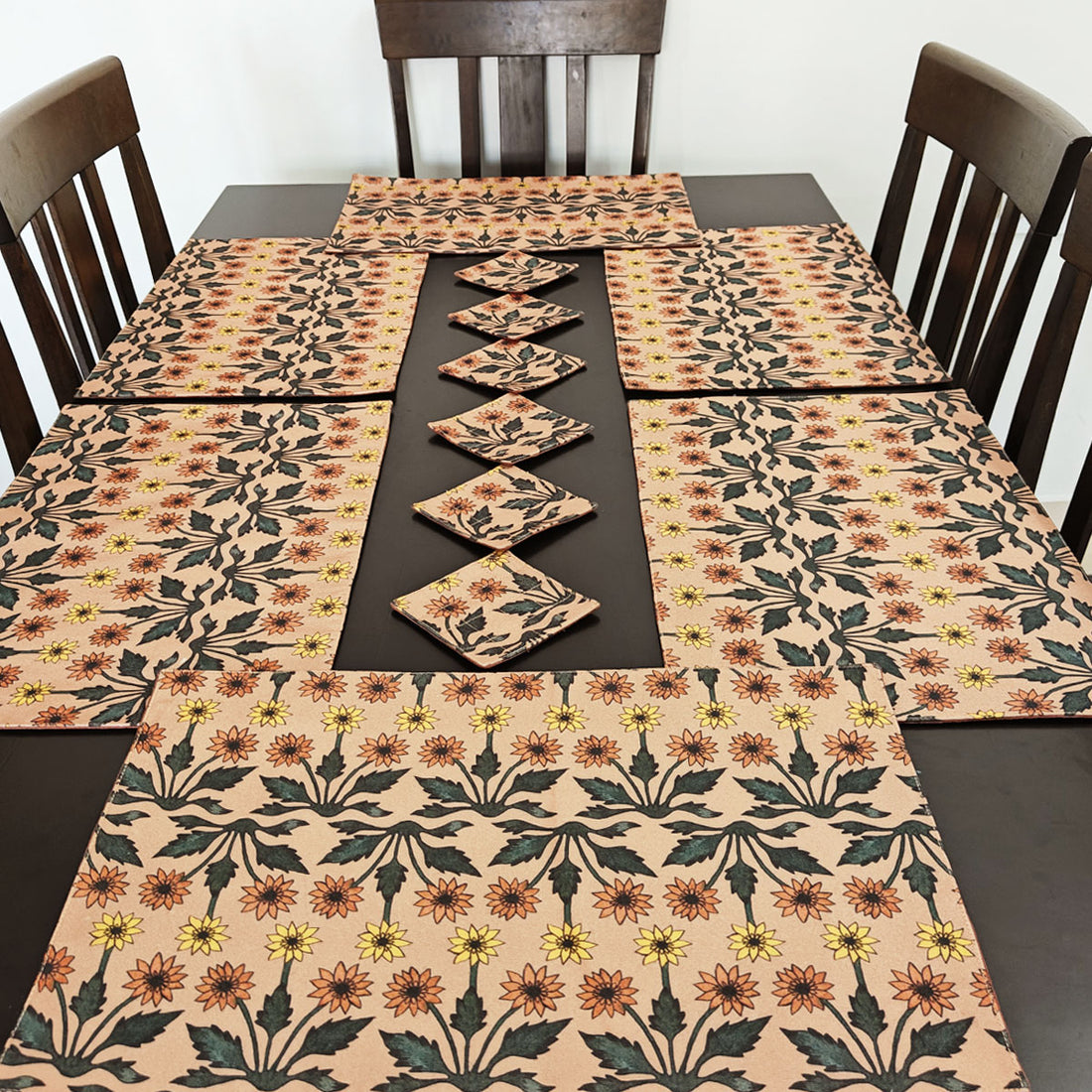 Table Mat-Coaster Set-Beige Garden