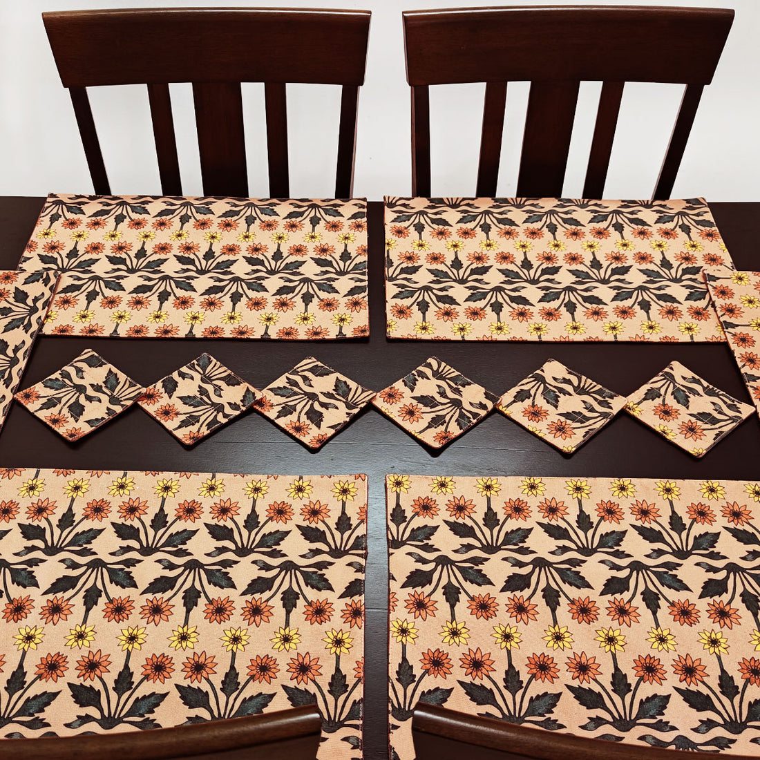 Table Mat-Coaster Set-Beige Garden