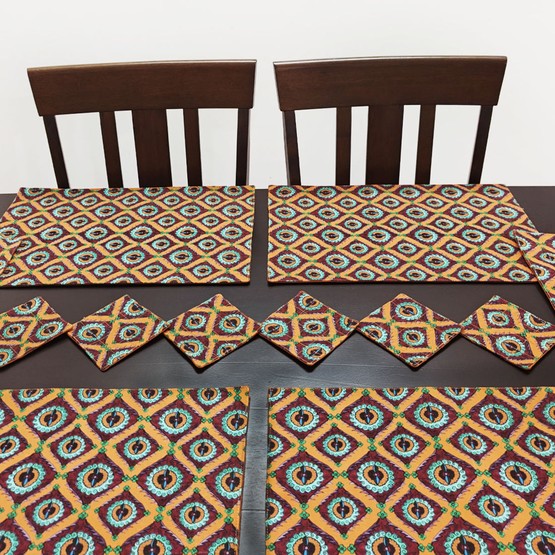 Table Mat-Coaster Set-Orange Suzani