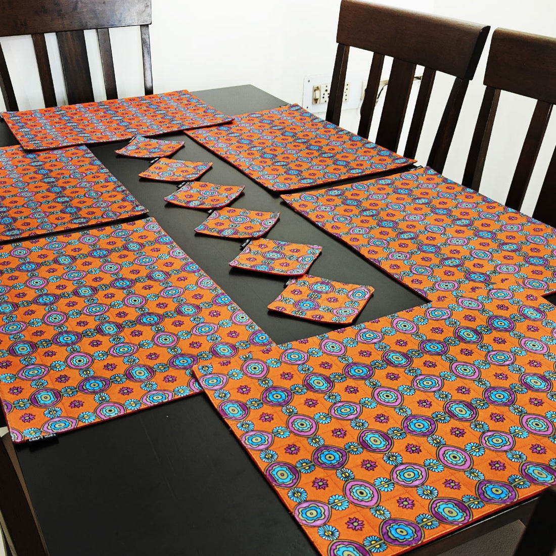 Table Mat-Coaster Set-Orange Tile