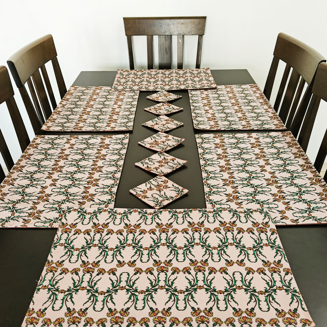 Table Mat-Coaster Set-Peach Persian Garden