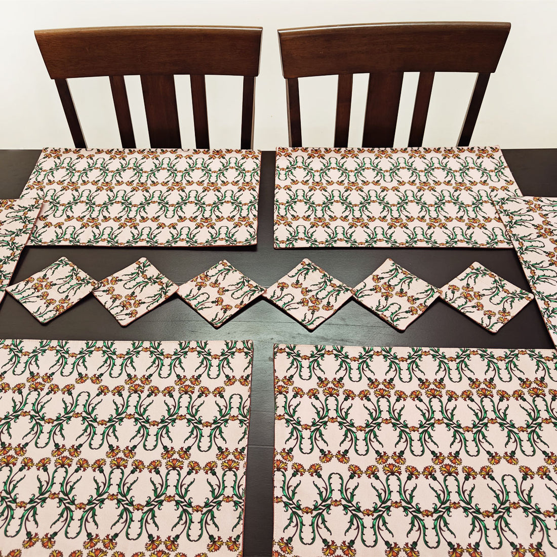 Table Mat-Coaster Set-Peach Persian Garden