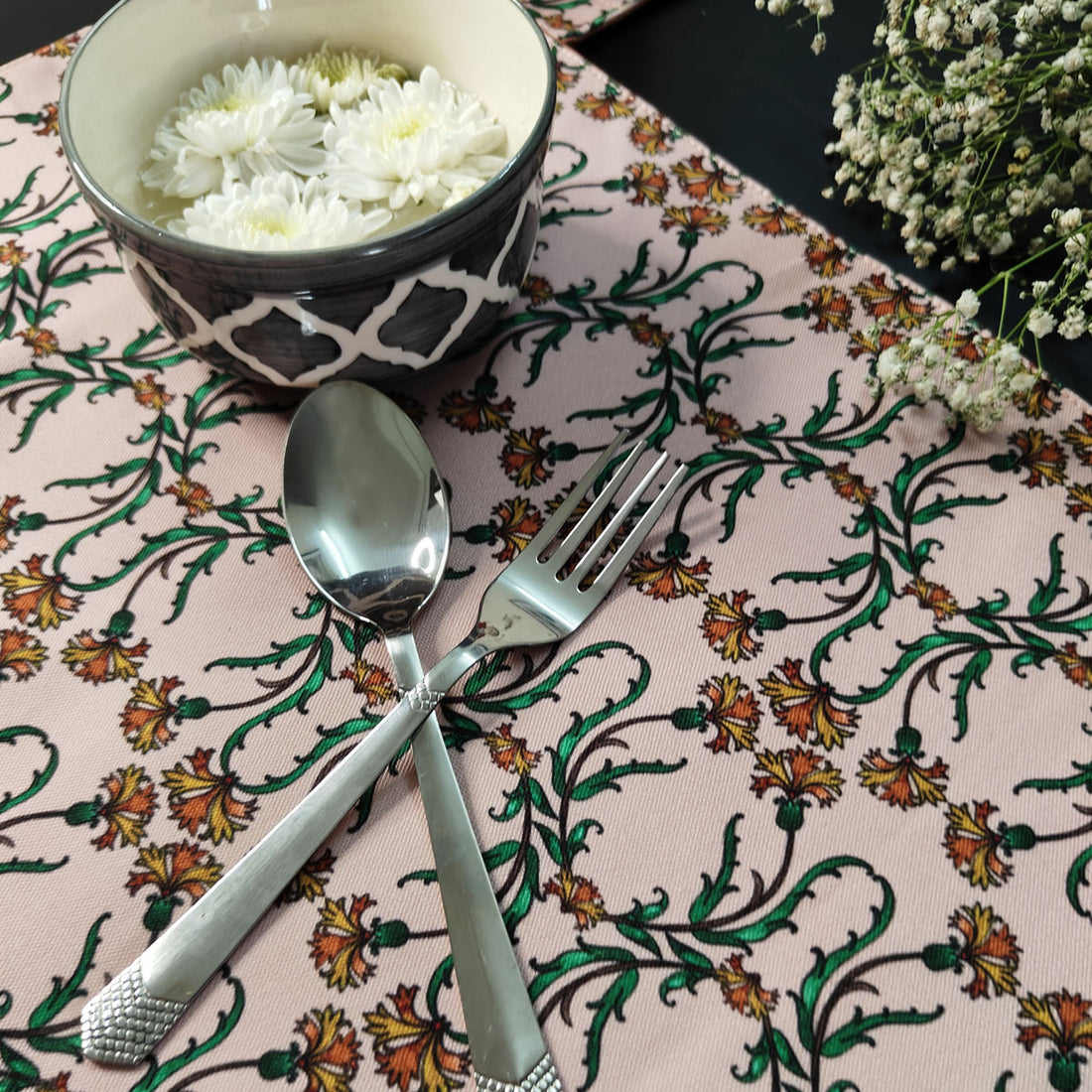 Table Mat-Coaster Set-Peach Persian Garden