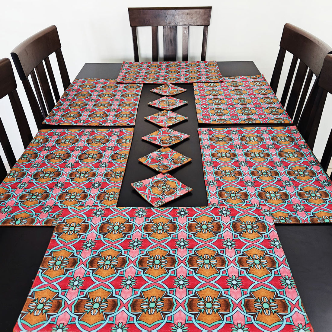 Table Mat-Coaster Set-Pink Tile