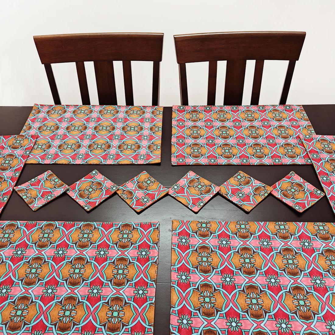 Table Mat-Coaster Set-Pink Tile