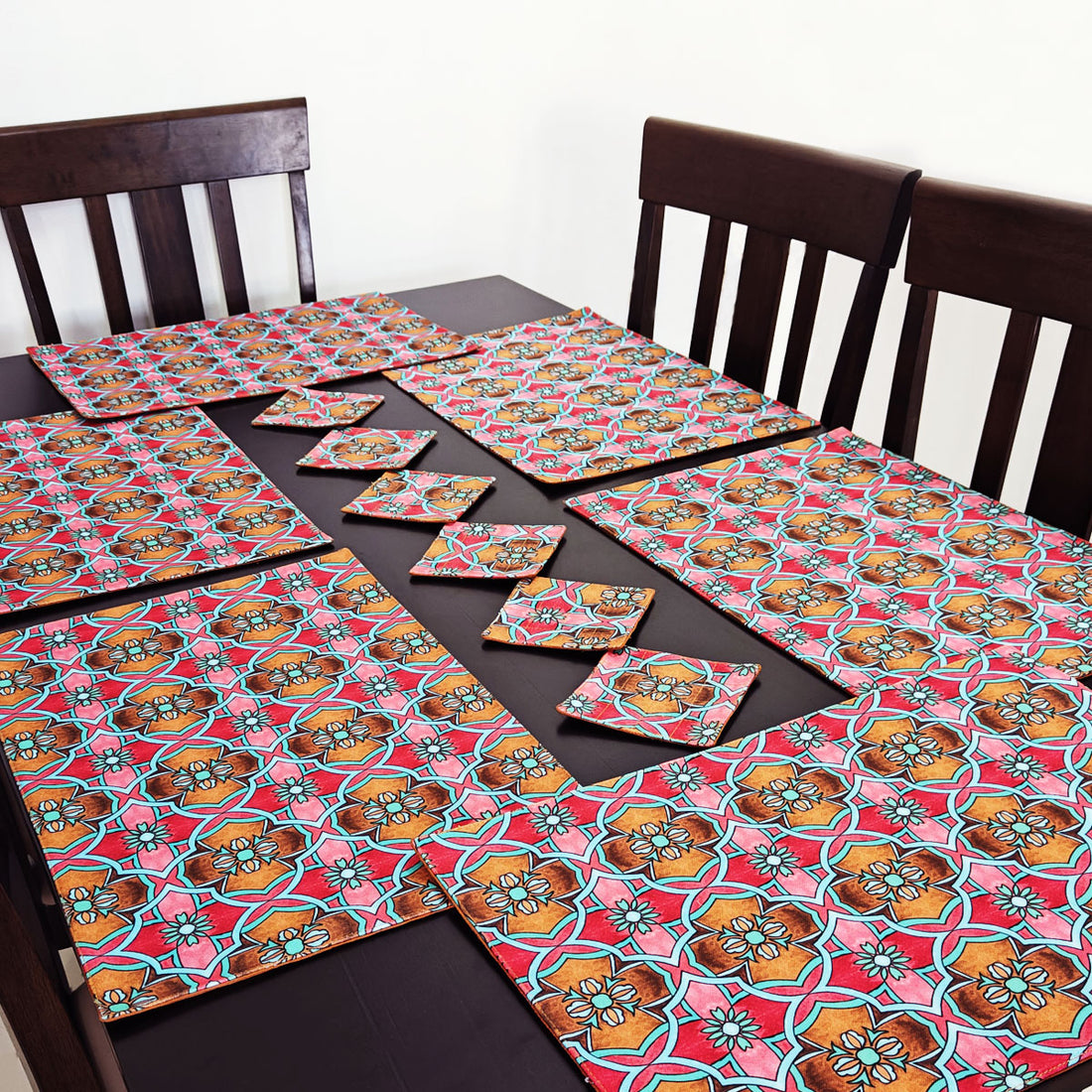 Table Mat-Coaster Set-Pink Tile