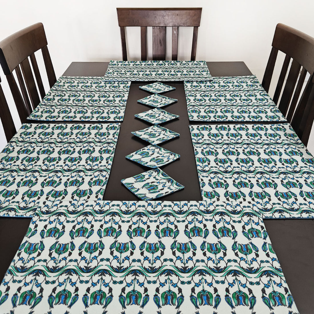 Table Mat-Coaster Set- Sea Green Persian
