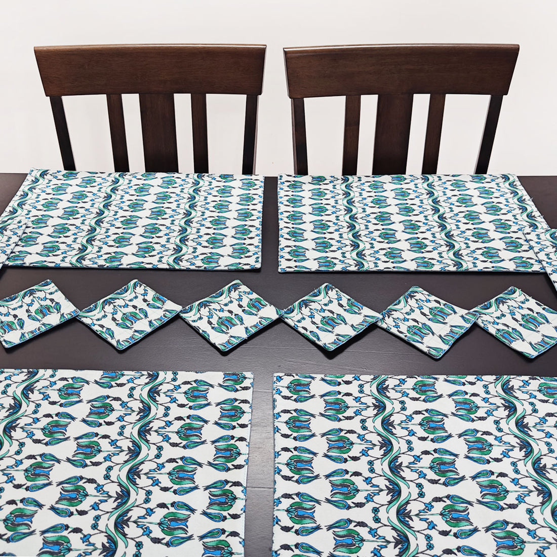Table Mat-Coaster Set- Sea Green Persian