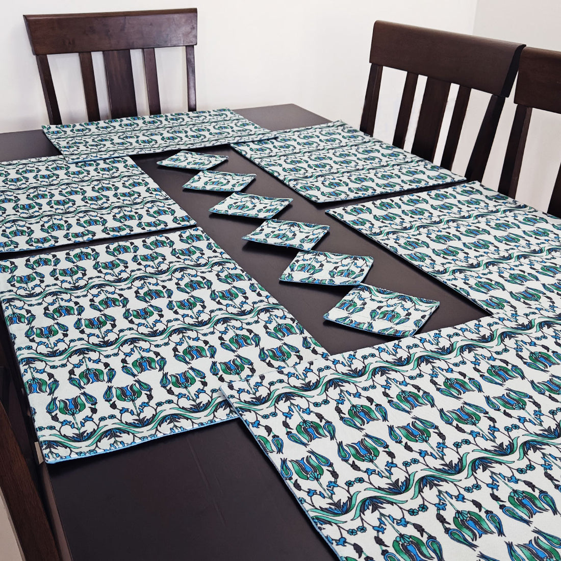 Table Mat-Coaster Set- Sea Green Persian
