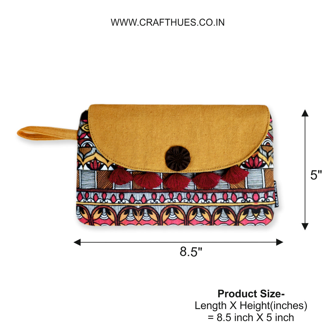 Tassel Wallet/Coin Pouch Combo-Mustard Madhubani