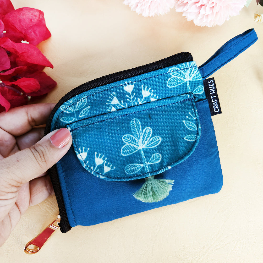 Curve Mini Wallet- Teal Warli