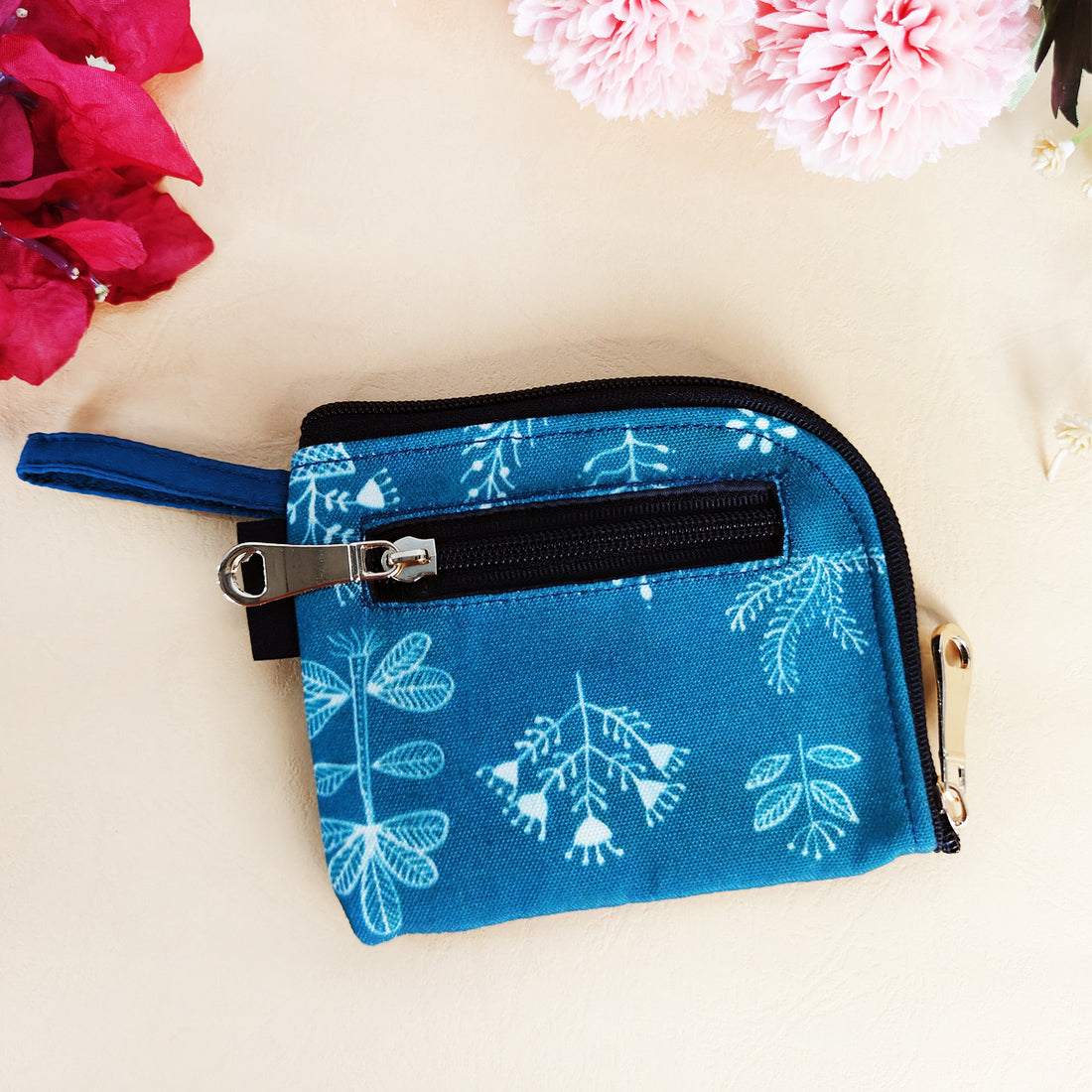 Curve Mini Wallet- Teal Warli