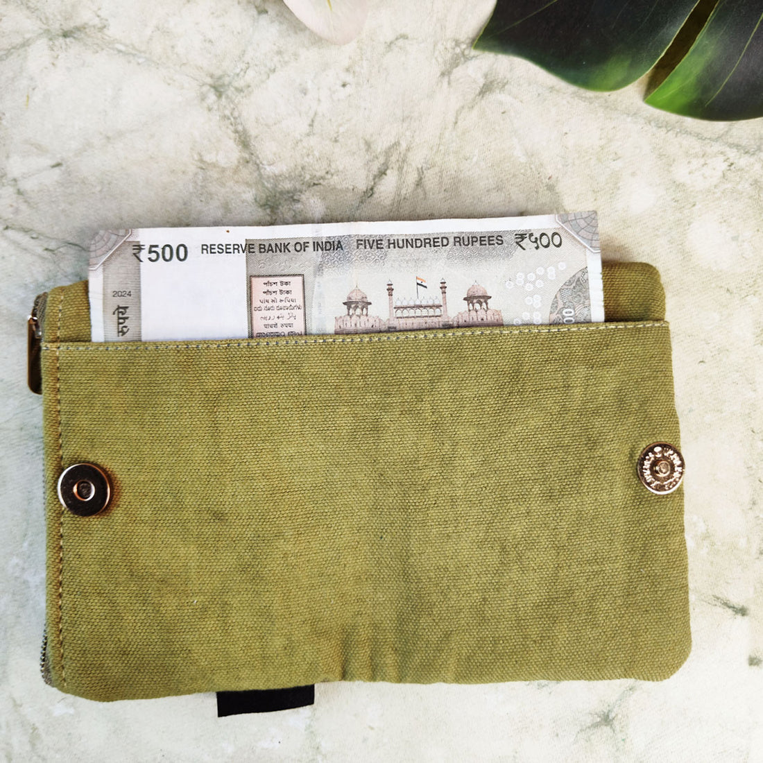 TWIN MINI WALLET-GREEN MADHUBANI