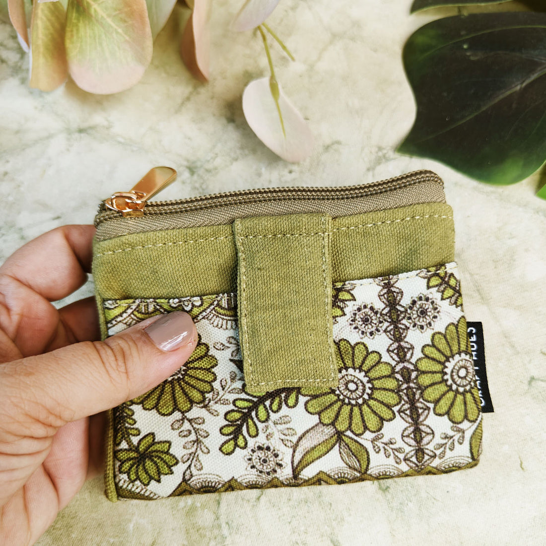TWIN MINI WALLET-GREEN MADHUBANI