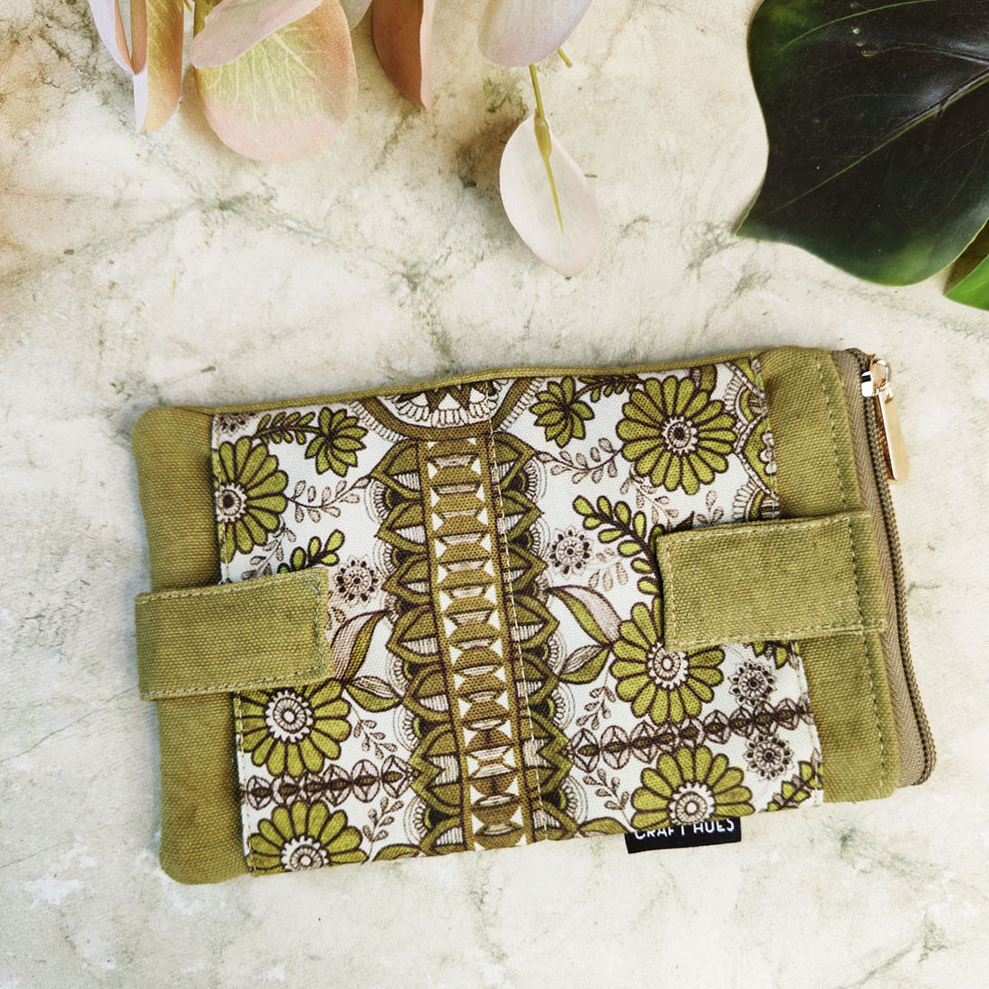 TWIN MINI WALLET-GREEN MADHUBANI