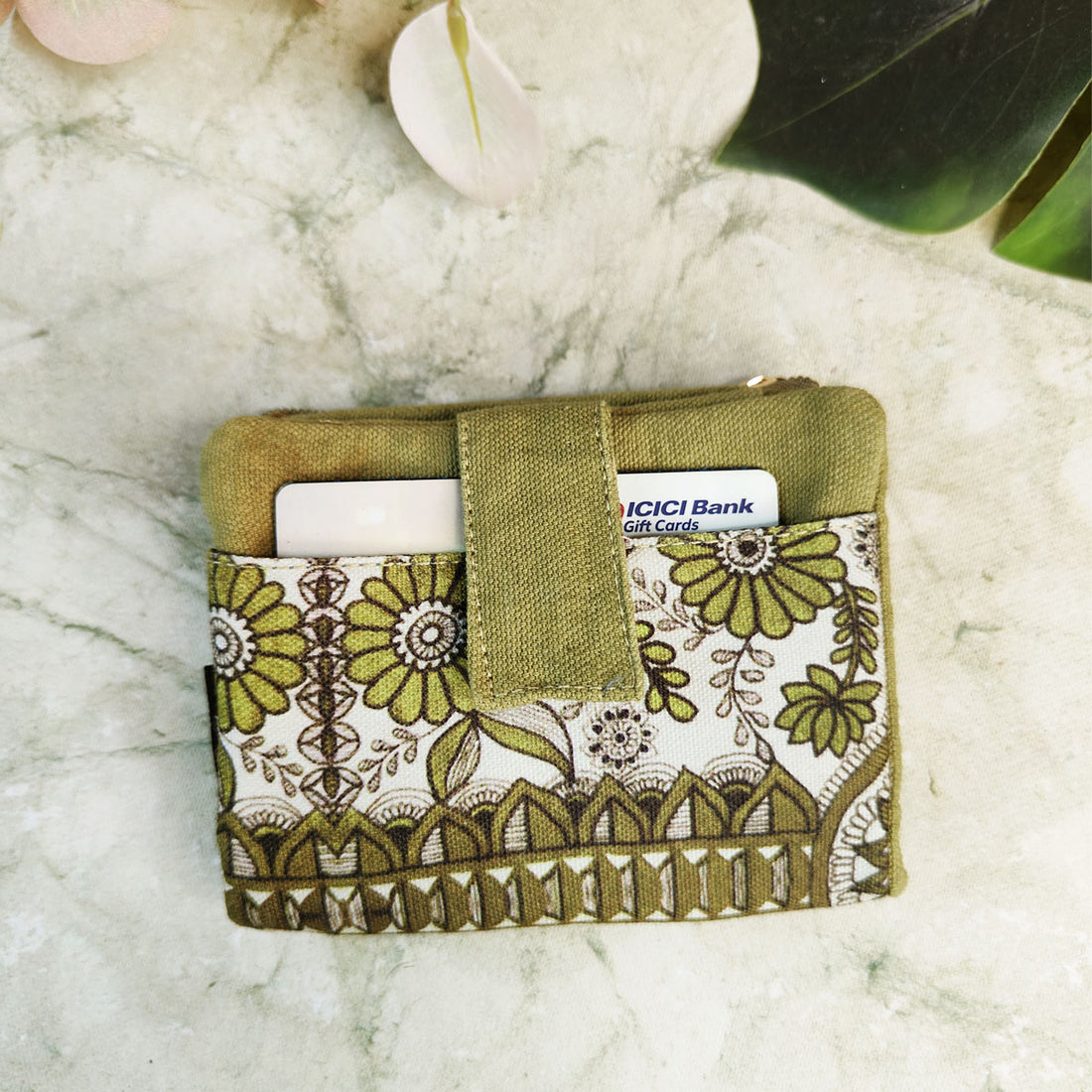 TWIN MINI WALLET-GREEN MADHUBANI