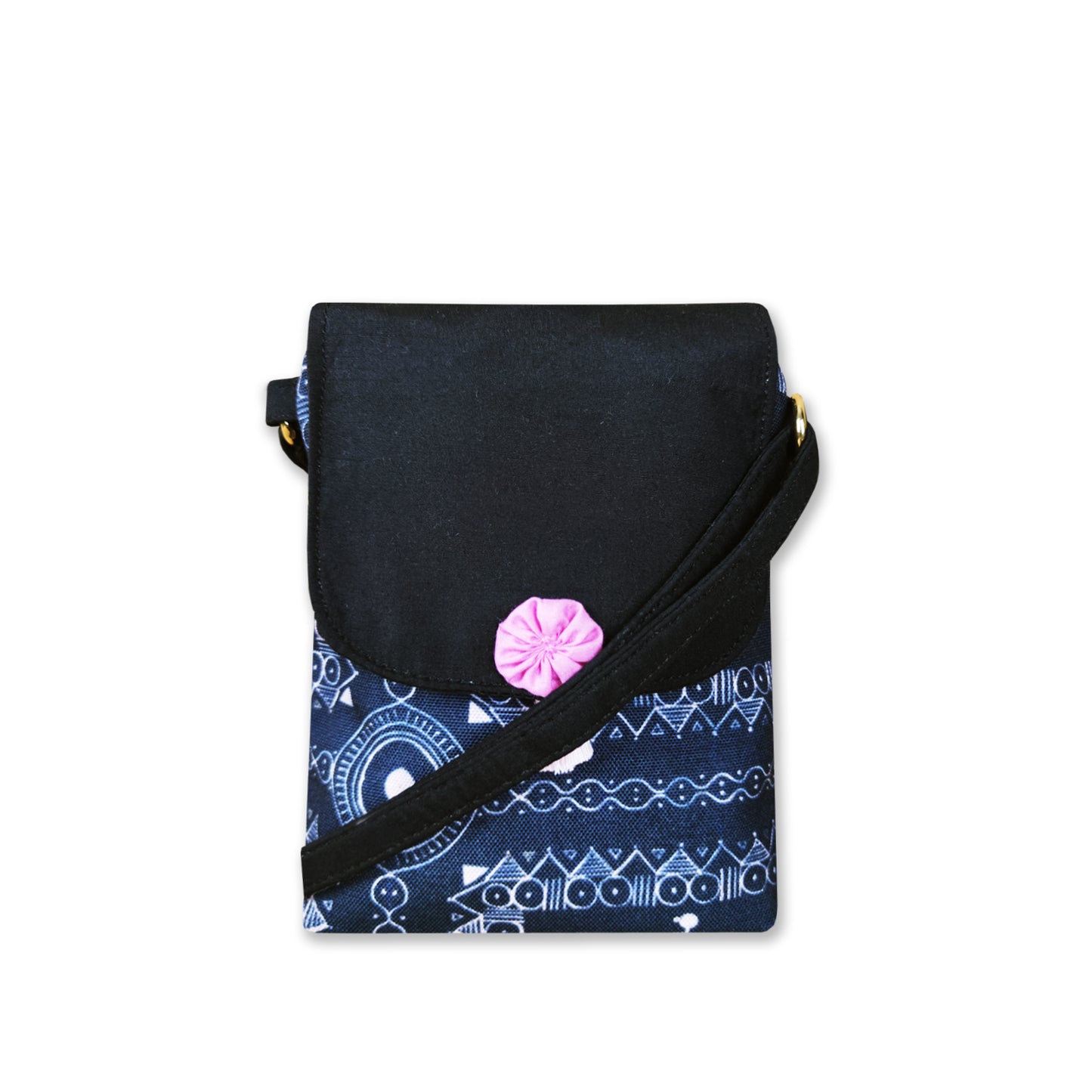 Warli Mobile Sling Bag-Black